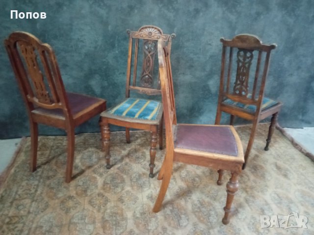 Старинни столове с маса, снимка 4 - Столове - 38043670