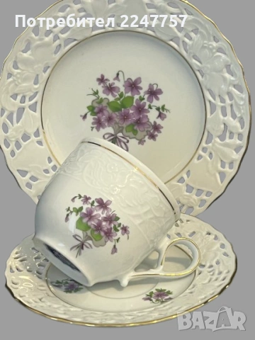 Троен сет порцелан Теменужка