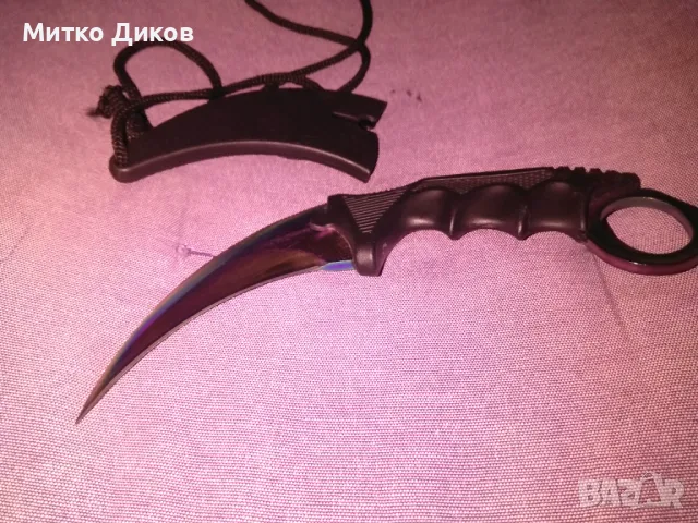  Нож Карамбит с калъвче за врата нов  Karambit Tactical, тактически нож, снимка 8 - Ножове - 48694734