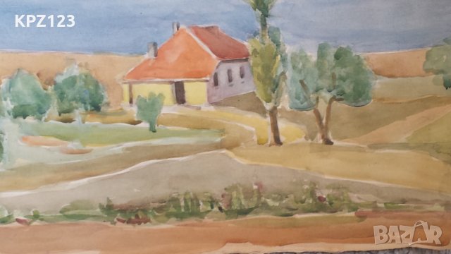СТАРА КАРТИНА ПЕЙЗАЖ АКВАРЕЛ, снимка 4 - Картини - 29074934
