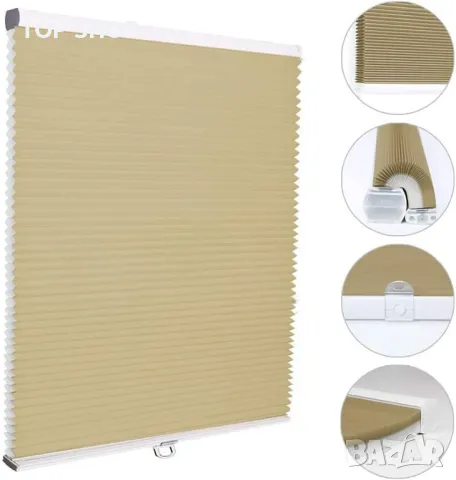 Безжична щора отдолу нагоре бежово 44" Ш X 72" В Langla-Shades, снимка 5 - Спални и легла - 49522824