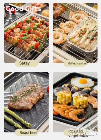 Преносимо двустранно барбекю с дървена дръжка – Компактна скара за месо, риба и зеленчуци, снимка 4 - Други стоки за дома - 50401573