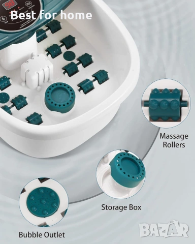 Масажор за крака с топлина, мехурчета и вибрация, цифров контрол на температурата, снимка 4 - Масажори - 53407141