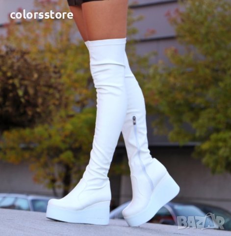 Ботуши на платформа - бяла кожа - 132K, снимка 2 - Дамски ботуши - 39602255
