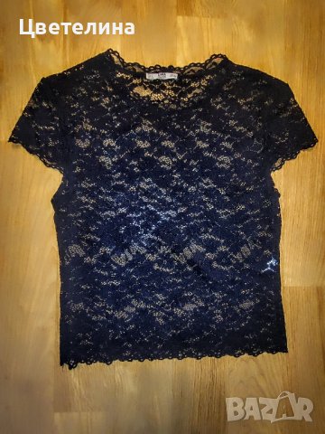 Дамска черна прозрачна блуза с бродерия на ZARA размер S цена 20 лв., снимка 4 - Корсети, бюстиета, топове - 42963935