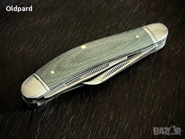 Колекционерски джобен сгъваем нож с три остриета RR Sowbelly Green Micarta Brushed. (RR1991), снимка 3 - Ножове - 43376225