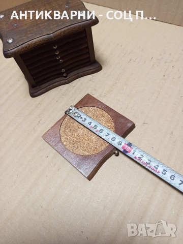 Комплект Стара Дървена Кутия С Подложки За Чаши. , снимка 11 - Антикварни и старинни предмети - 52697778