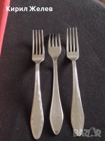 Три красиви вилици от соца здрави с печат П.ДЕНЕВ НЕРЪЖДАВЕЙКА перфектно състояние 33353, снимка 9 - Прибори за хранене, готвене и сервиране - 43813462