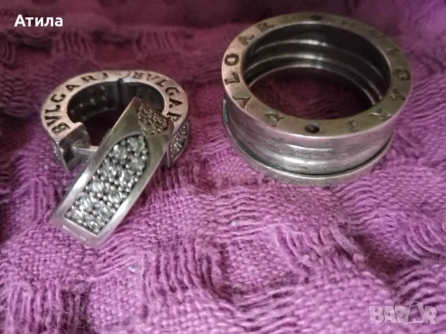 сребърни обеци bvlgari, снимка 2 - Колиета, медальони, синджири - 48233234