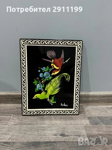 Стъклена картина с птици, комплект от 2бр., снимка 5 - Картини - 53395933