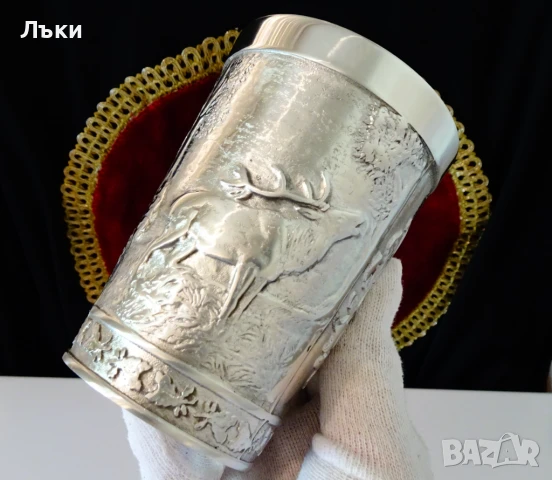 Калаена чаша,халба от калай 300 мл.,ловни картини. , снимка 7 - Антикварни и старинни предмети - 51252083