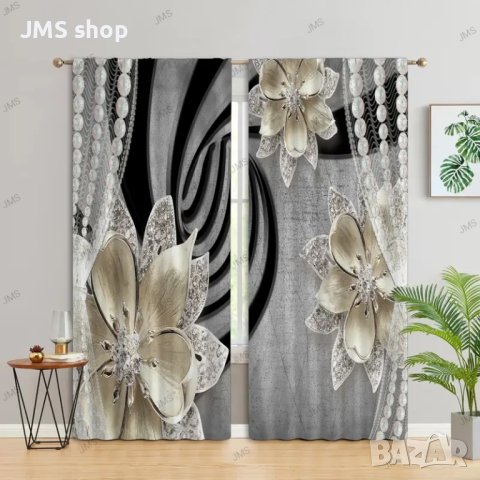 2бр. Елегантни антични перлени цветя, полузатъмняващи завеси за домашен декор, 5размера, снимка 3 - Пердета и завеси - 43761681