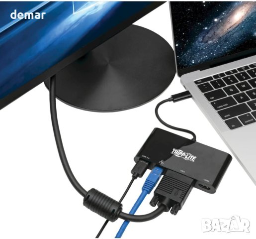 Eaton USB-C Многопортов видео адаптер, 4К/30Hz HDMI, USB-A 3.2 Gen 1, снимка 2 - Кабели и адаптери - 43227807