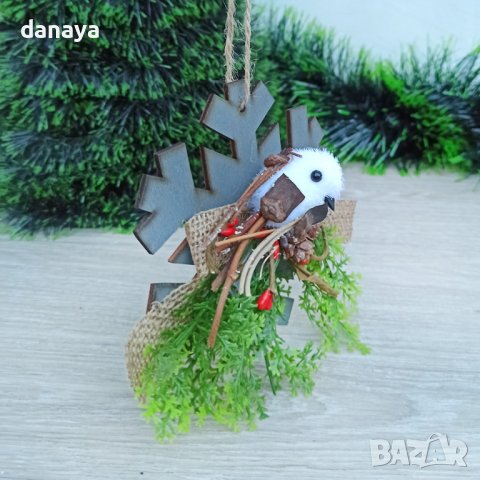 3394 Коледна украса Снежинка с птиче, 12 см, снимка 4 - Декорация за дома - 39158641