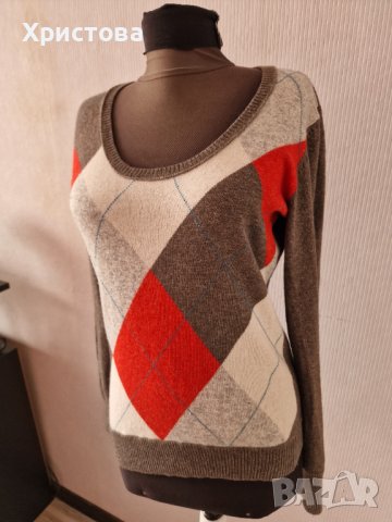 Фин вълнен пуловер ЕSPRIT в сиво каре - 14,00лв, снимка 3 - Блузи с дълъг ръкав и пуловери - 44018964