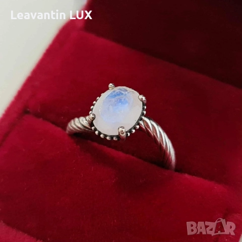 Сребърен пръстен с Лунен камък , снимка 4 - Пръстени - 52044472