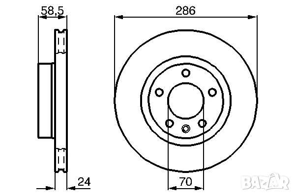 Диск спирачен преден дeсен/ляв за OPEL OMEGA B 2.0 03.94-12.00г.№ O1301V, снимка 3 - Части - 50712989