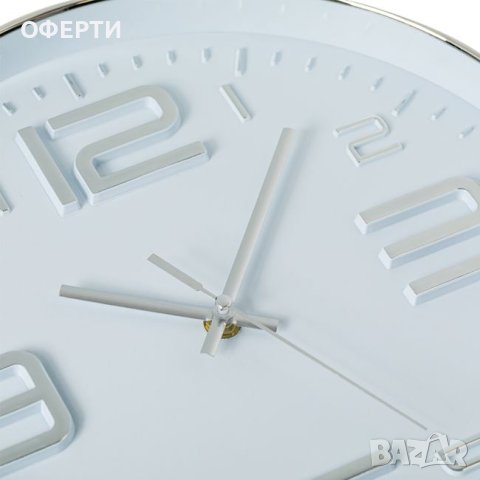 Стенен часовник пластмасов сребрист Ø30см, снимка 2 - Стенни часовници - 44067340