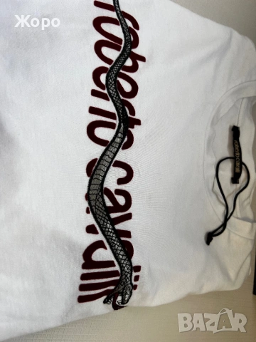 Оригинална Roberto Cavalli Бяла Тениска Snake Logo – Размер L , снимка 5 - Тениски - 53508001