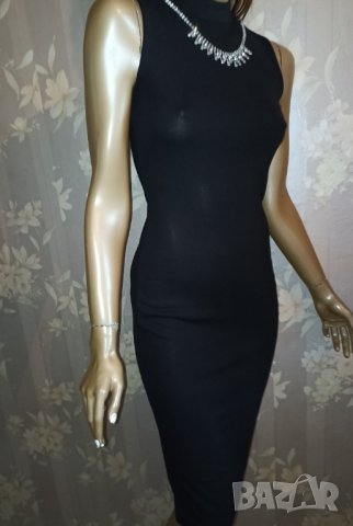 Anna Fleid- XS,S- Стилна  нова с етикет официална черна рокля по тялото от стегнато трико с бижу, снимка 10 - Рокли - 38211354