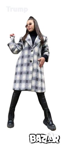 -45% Красиво палто каре, сиво каре