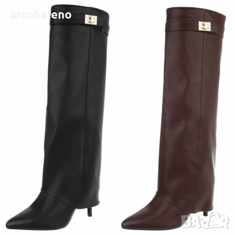 Дамски ботуши на висок ток, 2цвята 