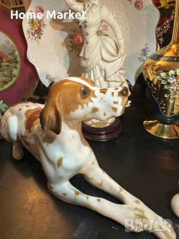 Lomonosov USSR Circa  1950 porcelain English Pointer dog - изящен и огромен сетер, снимка 10 - Антикварни и старинни предмети - 52791333