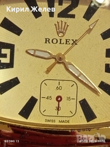 Красив стилен мъжки часовник ROLEX SWISS MADE QUARTZ с кожена каишка 38134, снимка 2 - Мъжки - 53390362