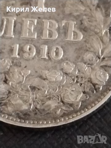 Сребърна монета 1 лев 1910г. Царство България Цар Фердинанд първи 43053, снимка 4 - Нумизматика и бонистика - 43966030