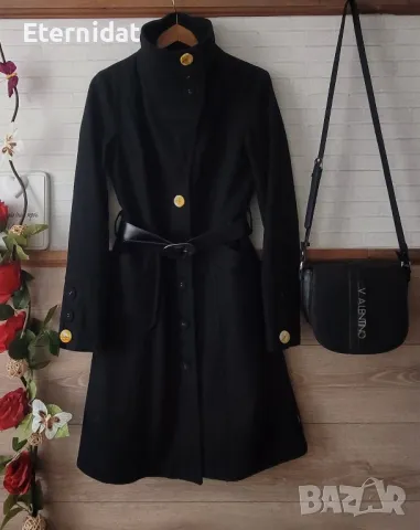 Черно палто вълна OBJECT , снимка 5 - Палта, манта - 49037212