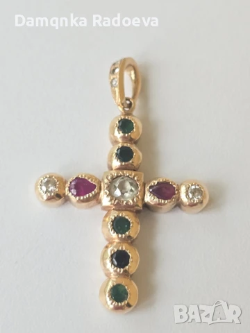 Златен кръст с Диаманти и Рубини-ръчна изработка , снимка 11 - Колиета, медальони, синджири - 51071861