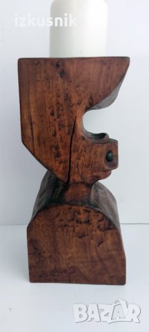 Резбовани дървени свещници, уникати от 70-те години, снимка 10 - Декорация за дома - 37561283