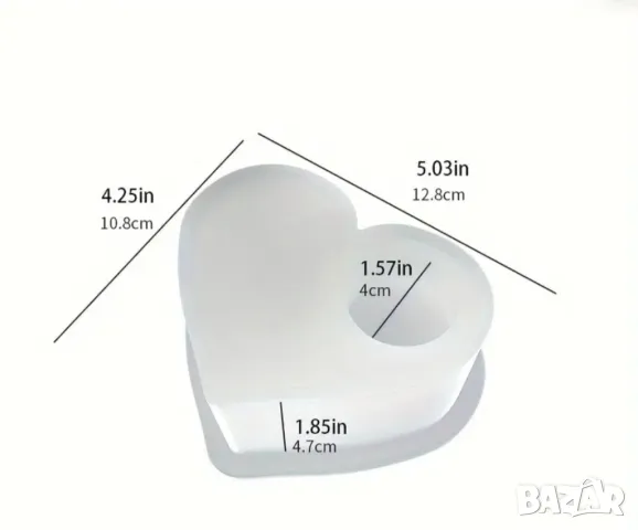 Молд свещник сърце голям, снимка 2 - Форми - 47737206