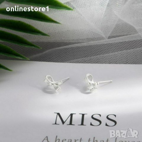 Сребърни Обеци Панделка - 925 печат сребро BT404, снимка 8 - Обеци - 28148416