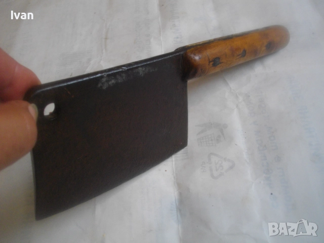 Ретро винтидж стар български Соц НРБ сатър брадвичка 290 мм ръчно кован за кълцане на месо и кости, снимка 16 - Други инструменти - 51554725