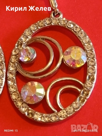 Изящни обеци SWAROVSKI овална форма и кристали 52320, снимка 3 - Обеци - 52548018