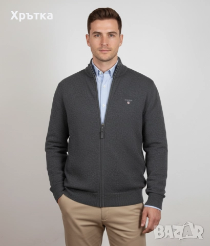 Gant Superfine Lambswool - Оригинална мъжка жилетка с цип р-р XL, снимка 1