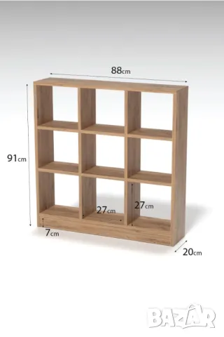 Дървена етажерка с 9 отделения 88х91см - два цвята, снимка 2 - Етажерки - 48901682