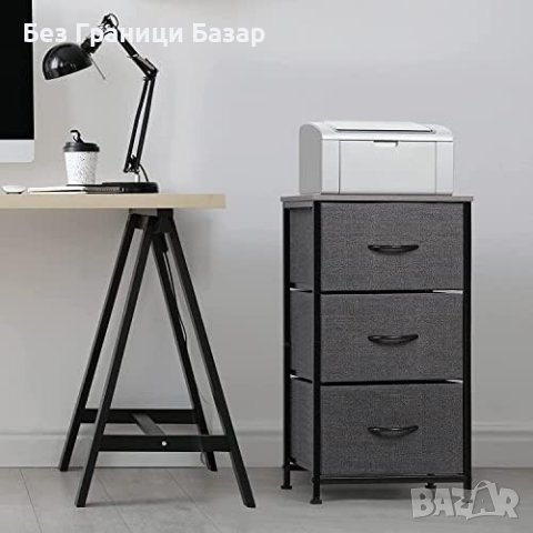 Нов Стабилен Органайзер Нощно шкафче с 3 Чекмеджета, Винтидж Дизайн - Сив, снимка 2 - Други стоки за дома - 43299657
