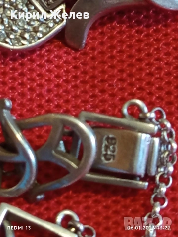 Сребърна гривна с уникална плетка с инкрустирани Мойсанит готически стил ръчна изработка 52485, снимка 10 - Гривни - 53005647