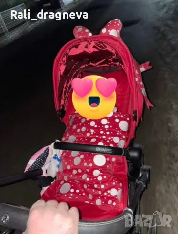 Намалена цена! Количка Cybex Priam Jeremy Scott Petticoat red dark, снимка 2 - Детски колички - 49193654