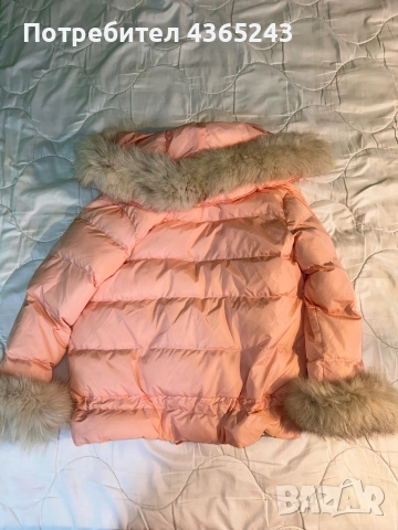 Дамско розово зимно късо яке с пух размер М, снимка 6 - Якета - 52576719