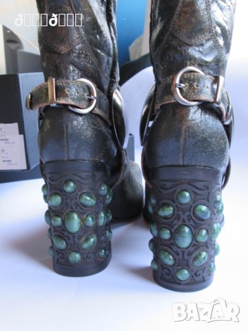 Високи кожени ботуши ръчна изработка Gianni Barbato, снимка 3 - Дамски ботуши - 27022771