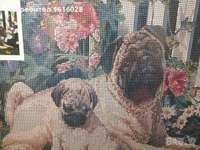 Нов голям диамантен Гоблен опънат на платно - Булдог картина.., снимка 6 - Гоблени - 43402232