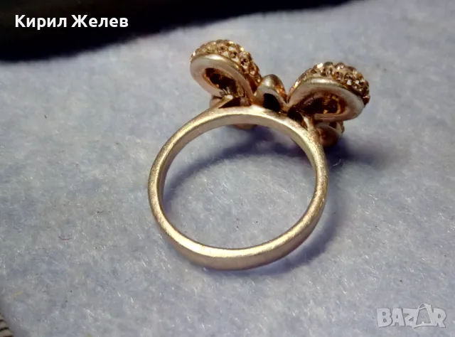 КРАСИВ ПОЗЛАТЕН СРЕБЪРЕН ПРЪСТЕН ПЕПЕРУДА СРЕБРО 925 с ДЕБЕЛА ЖЪЛТА ПОЗЛАТА и ИСКРЯЩИ ЦИРКОНИ 48355, снимка 6 - Пръстени - 50417455