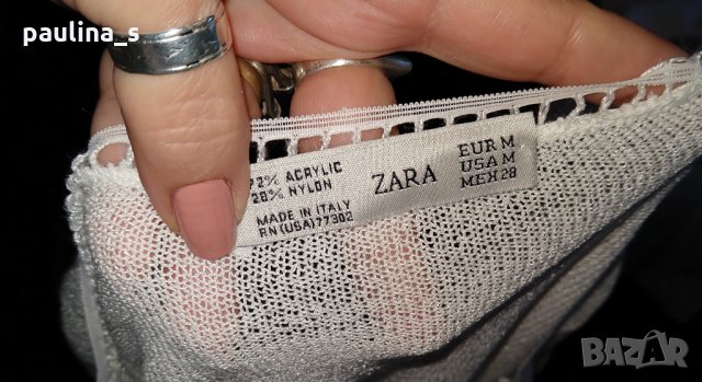 Декорирана блуза "Zara" / памучна маркова блуза с дантела, снимка 8 - Блузи с дълъг ръкав и пуловери - 28460426