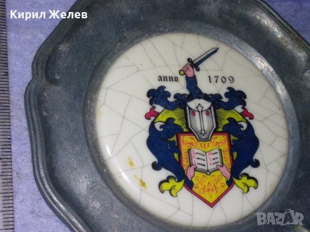 Стара НЕМСКА МЕТАЛНА ЦИНКОВА КОЛЕКЦИОНЕРСКА ЧИНИЙКА с РИЦАРСКИ ГЕРБ За СТЕНА с ЩЕМПЕЛ АНГЕЛЧЕ 41542, снимка 14 - Колекции - 43738987