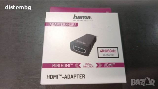 Адаптер HAMA 200347, Mini-HDMI мъжко - HDMI женско, Ultra-HD, 4K, Черен, снимка 1 - Кабели и адаптери - 43201321