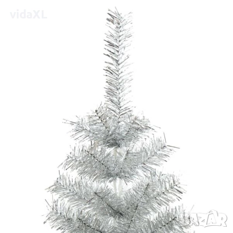 vidaXL Изкуствена коледна елха със стойка сребриста 180 см PET(SKU:321013), снимка 2 - Други - 52639047