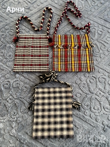 Малки коледни торбички от ръчно тъкан вълнен и памучен плат, снимка 6 - Други - 52708352